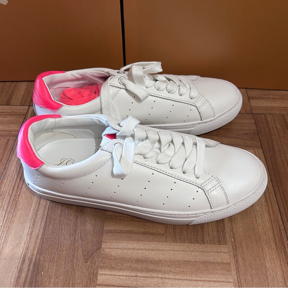 J.Crew Saturday Leather Sneakers - White/Pink Size 6W BRAND NEW - Picture 3 of 6
